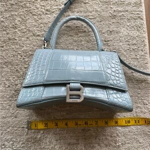 Balenciaga Light Blue Croc-Embossed Mini Bag